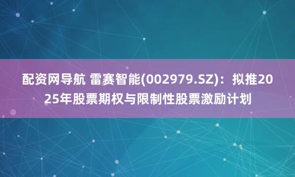 配资网导航 雷赛智能(002979.SZ)：拟推2025年股票期权与限制性股票激励计划